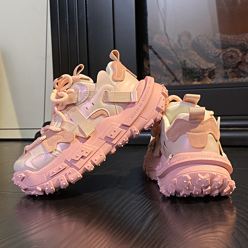 Fashion Thick-Soled Dad Shoes 2025 New Tire Thick-Soled Breathable Casual Sports Shoes Personalized White Shoes Trendy Shoes