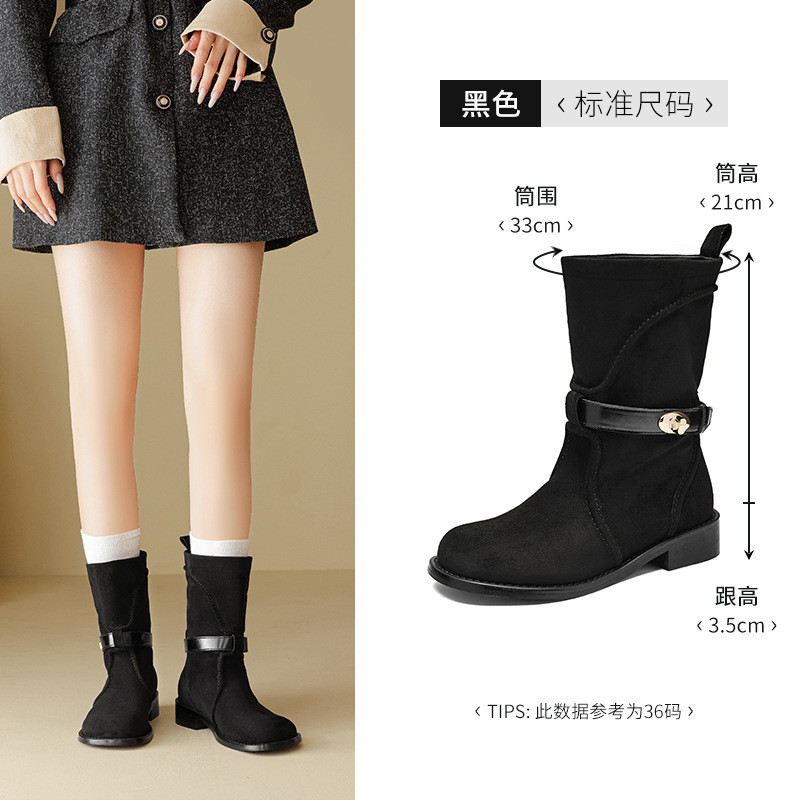 Antiguo Lion Black Martin botas para mujeres 2025 nuevo otoño botas retrógradas con suela gruesa botas medias botas occidentales de estilo británico image 6