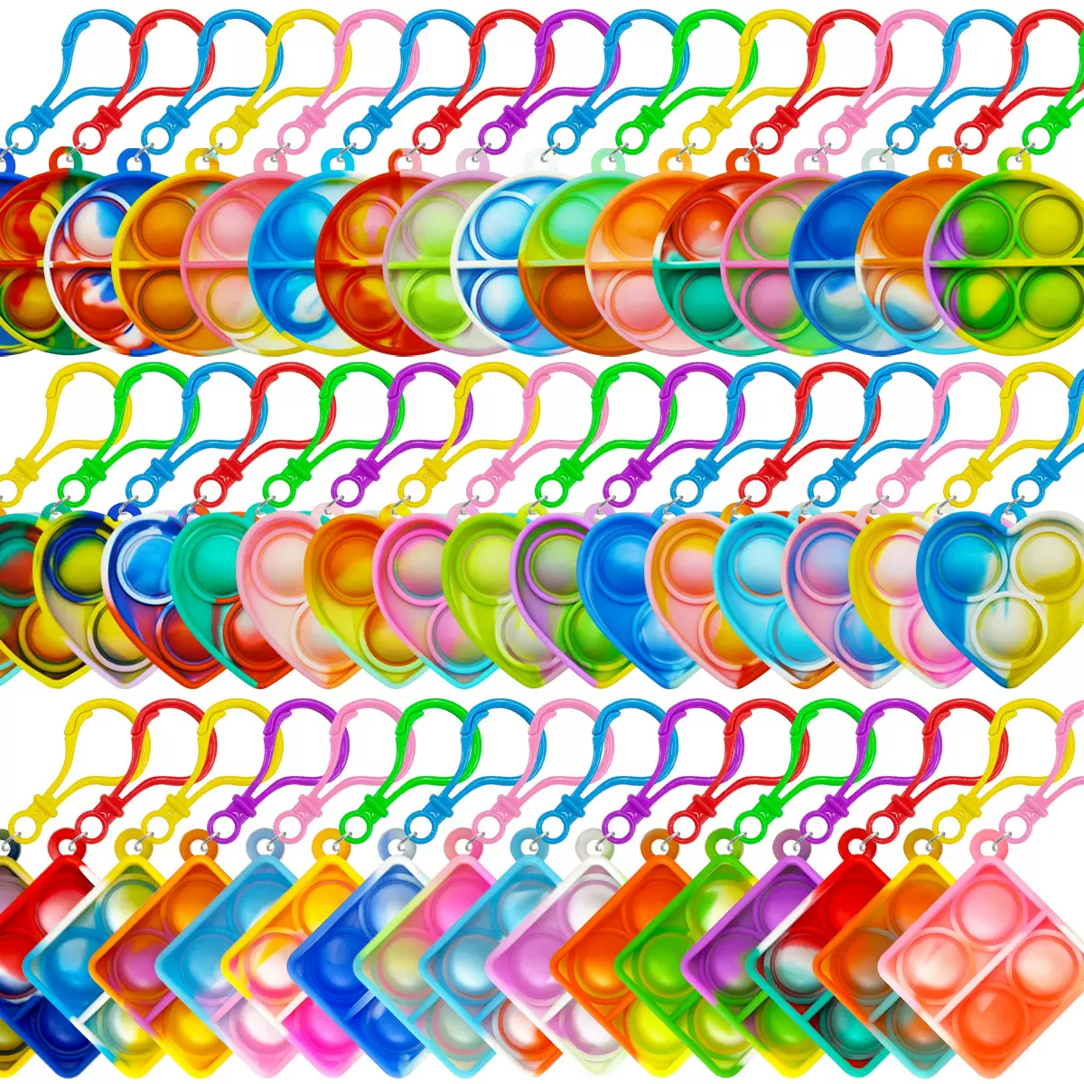 跨境亚马逊小号硅胶灭鼠先锋捏捏乐珠链圆心方形钥匙扣解压玩具