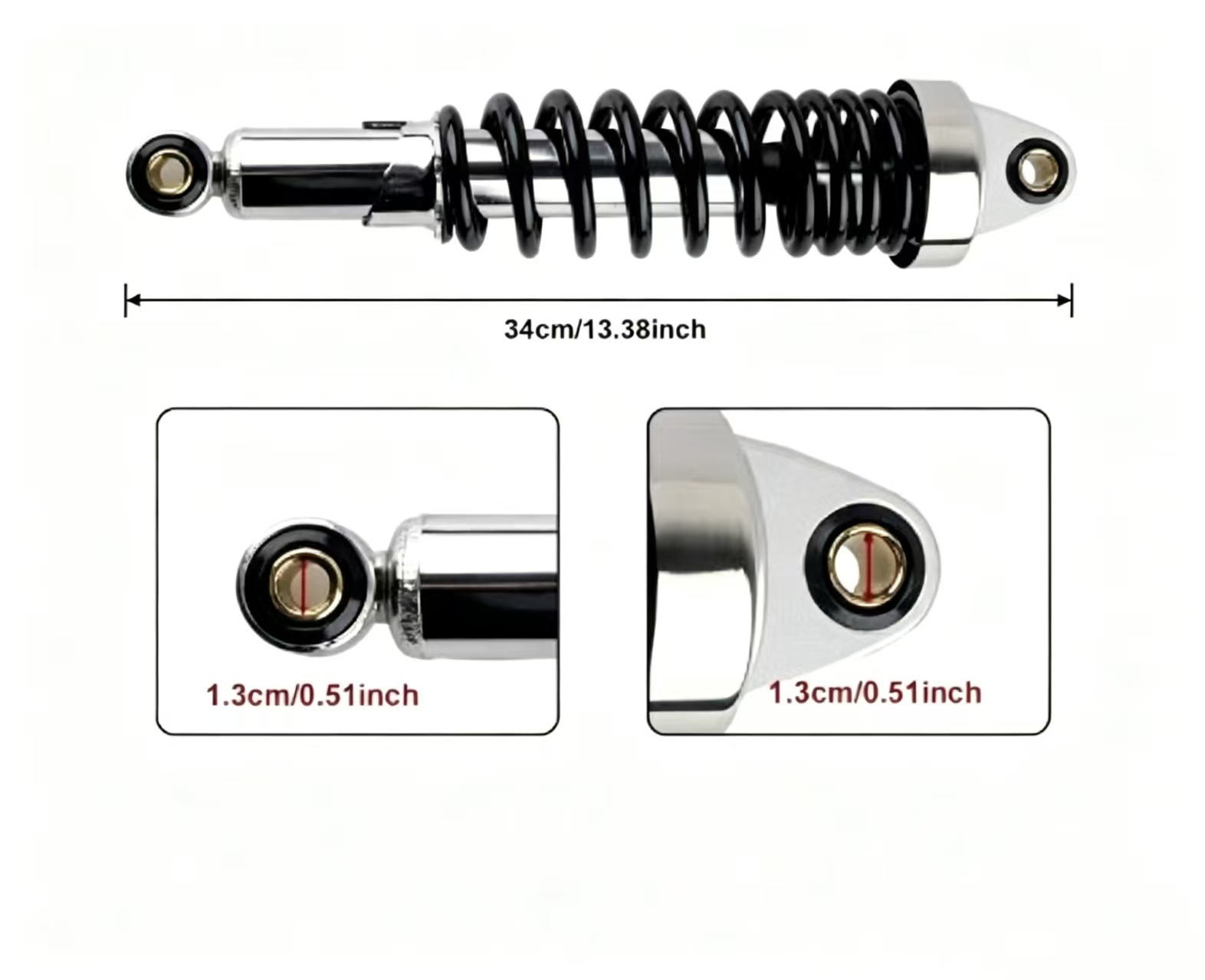 Brazilian Meikeduo Product Motorcycle Rear Shock Absorber Ft150 Fish Head Golden Prince 340mm Hydraulic Shock Absorber