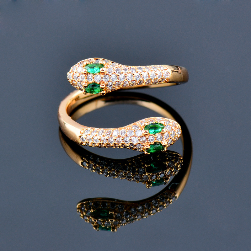 Fashion Snake Alloy Plating Inlay Rhinestones Womenu0027S Open Ring 1 Piece