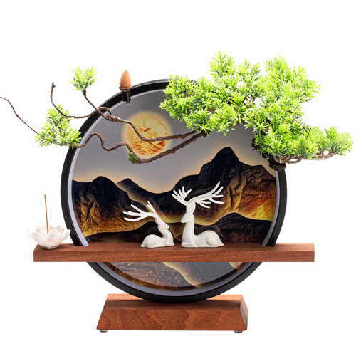 TV cabinet decoration, lucky ceramics, white deer, a pair of Chinese-style family cupboards, lamp circles, Jiangshan ornaments, entrance crafts