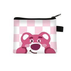 Cross-border new Strawberry Bear coin purse for students—cute, premium-style key and card holder made from high-capacity polyester fabric