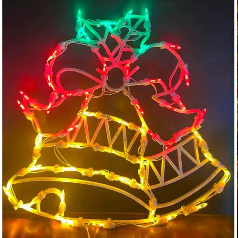 亚马逊圣诞节LED灯串PVC卡扣铃铛造型彩灯场景布置氛围装饰灯