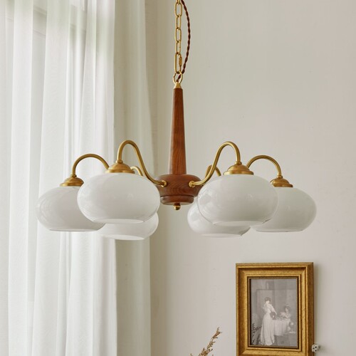 Japanese-style solid wood restaurant persimmon lamp walnut wood retro living room pendant light antique pendant light vintage bedroom lamp