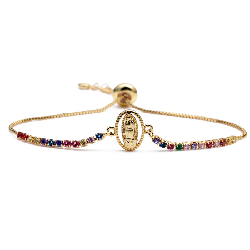 Fashion Snowflake Zircon Devil Eye Adjustable Pull Box Chain Maria Copper Bracelet