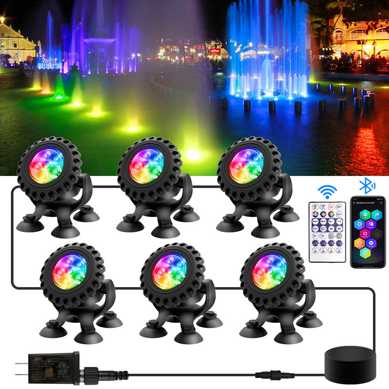 Cross-border mains underwater light remote control APP home suction cup fish tank light IP68 waterproof colorful pool landscape light Cross-border mains underwater light remote control APP home suction cup fish tank light IP68 waterproof colorful pool landscape light
