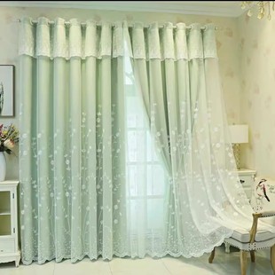 Curtain Shading Small Fresh 2024 New Finished Bedroom Double-layer Embroidered Integrated Living Room Light Luxury Sunscreen Shade Cloth