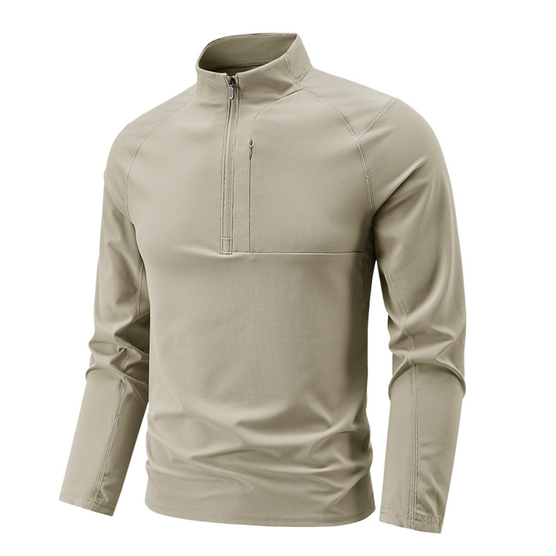 Fashionable All-match Men's Half-zipper Top T-shirt Sports Leisure Fitness Logo Long Sleeve Men's Base Shirt