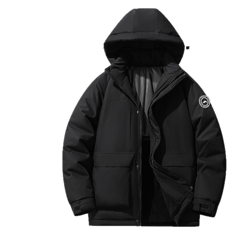 Chaqueta de Algodón Larga para Hombre Poliéster Térmico Engrosado con Capucha para Invierno image 6
