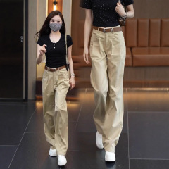 窄版阔腿裤女2025年夏季新款高腰显瘦时尚百搭宽松休闲薄款直筒裤