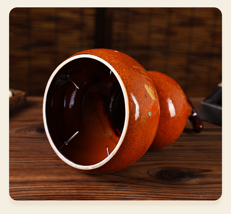 Golden Glaze Gourd Moxa Burner Ceramic Smoke Venting Mugwort Warming Tool for Home and Spa Use preparation