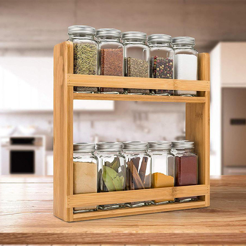 Household kitchen wooden spice rack soy sauce wooden spice storage sperm rack kitchen cabinet storage rack seasonings