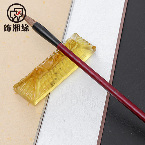 Lotus-shaped glass pen stand with Xiang edge decoration, pen holder, pen holder, brush calligraphy, four treasures of study supplies and tools