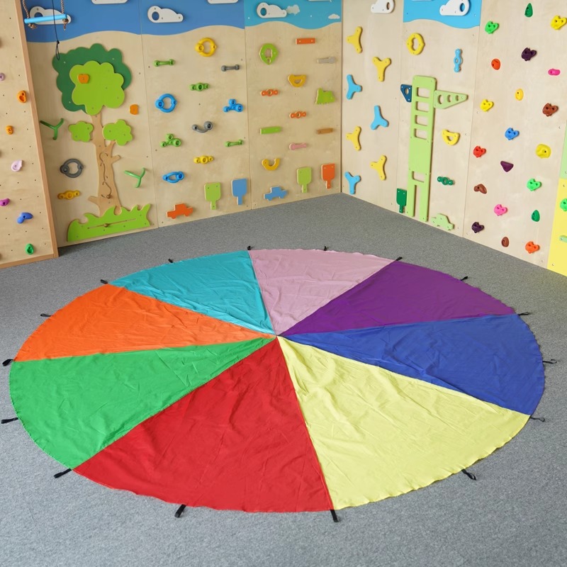 Paraguas arcoíris jardín de infantes cooperativo paracaídas para niños equipos de entrenamiento sensorial al aire libre props de juegos de actividades deportivas