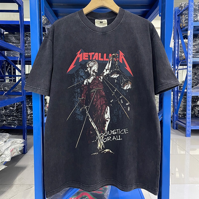 Metallica Metal Products Rock Band American Retro Pure Cotton Printed Round Neck Short-Sleeved T-Shirt Men's and Women's Trendy Brand