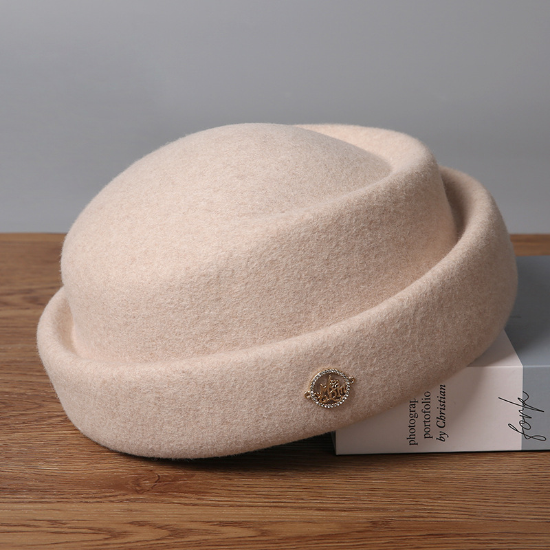 Mũ beret nữ len dạ Úc phong cách họa sĩ retro Anh — cơm trộn