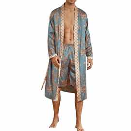 Z 54791 Printed Men's Robe Pajama Set 印花男士睡袍