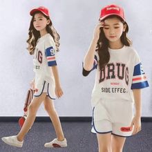 2024新款女童夏装时尚短袖恤短裤韩版中大童时髦洋气两件套