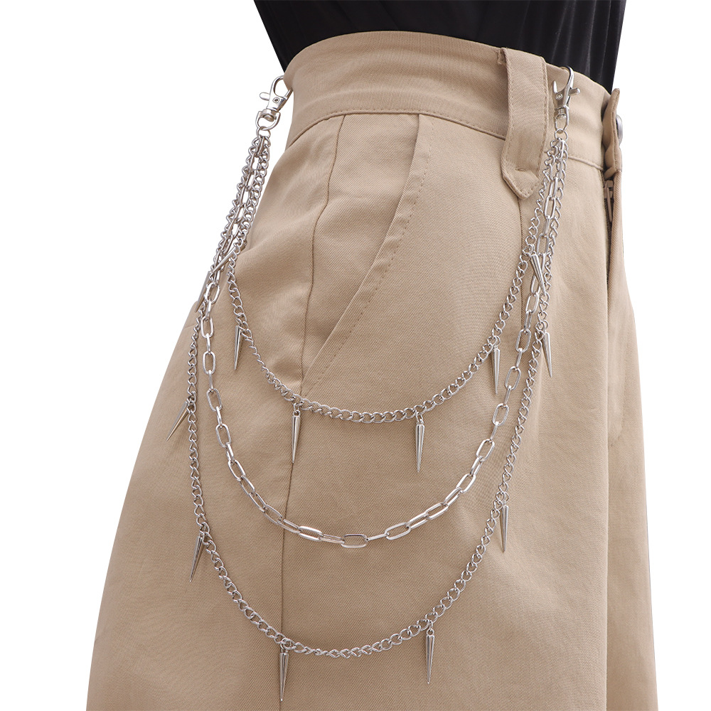 Accessori Punk Style Rivetto Geometrico Pantaloni Hip Hop Trendy Cool Versatile Catena da Vita da Uomo_voghion.com