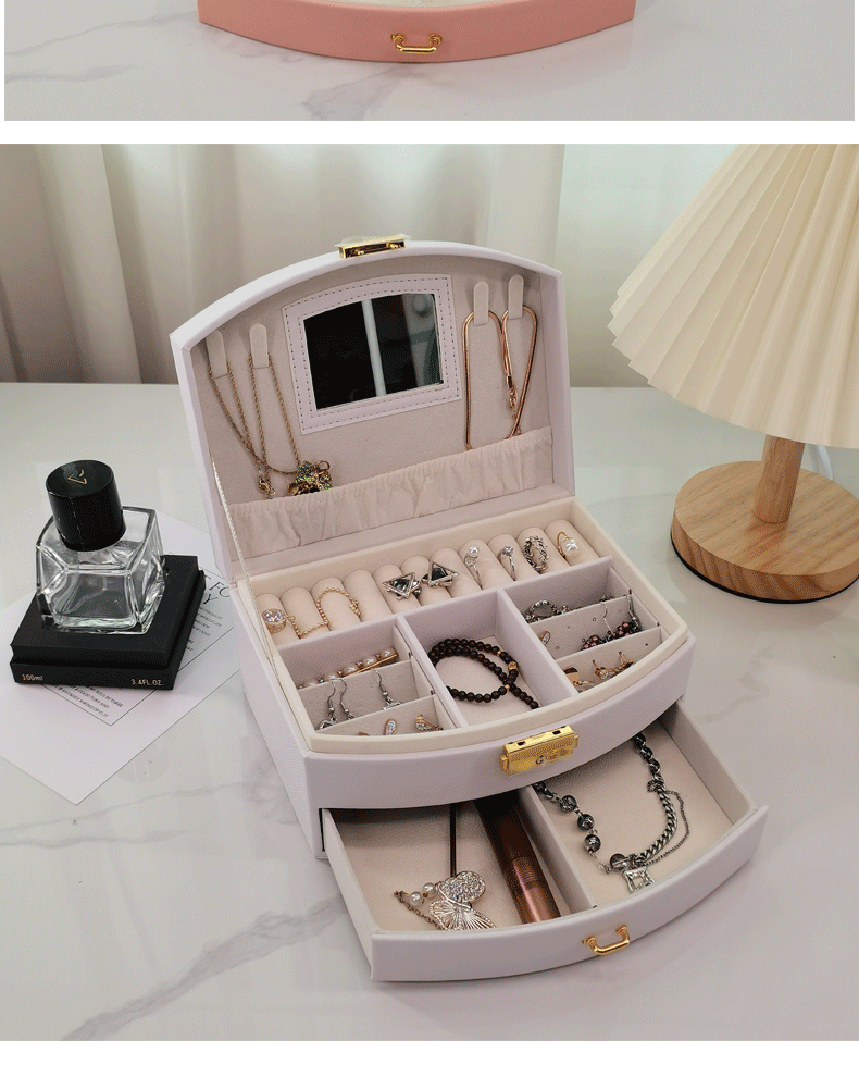 PU Leather Material Geometric, Solid Color Pattern Fashion Style Fashion Geometric Solid Color Pu Leather Jewelry Boxes