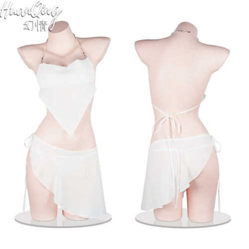 New fantasy original antique bellyband see-through chiffon strap backless sexy underwear bed passion pajamas set