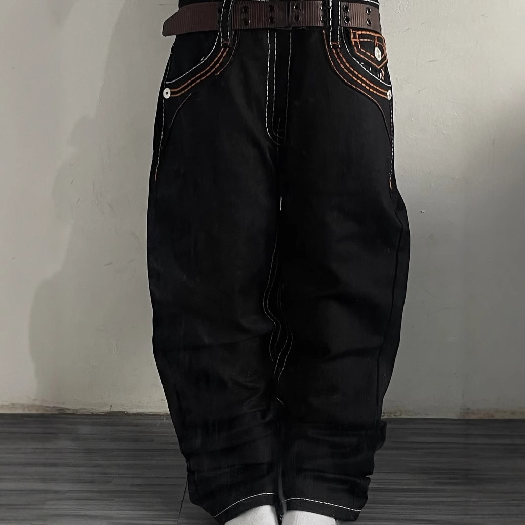 Comercio electrónico transfronterizo American High Street Trendy Brand Jeans Big Buddha Religion Pantalones casuales rectos de pierna ancha Hombres Amazon