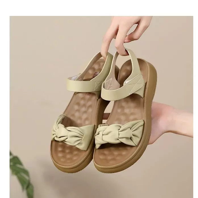 沙滩鞋妈妈凉鞋女平底2025年夏季新款时尚中年百搭厚底一字带凉鞋