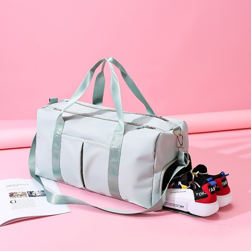 Yoga natación bolsa de fitness impresa logotipo zapato almacén bolsa de viaje de gran capacidad separación seca y húmeda bolsa deportiva de tirón