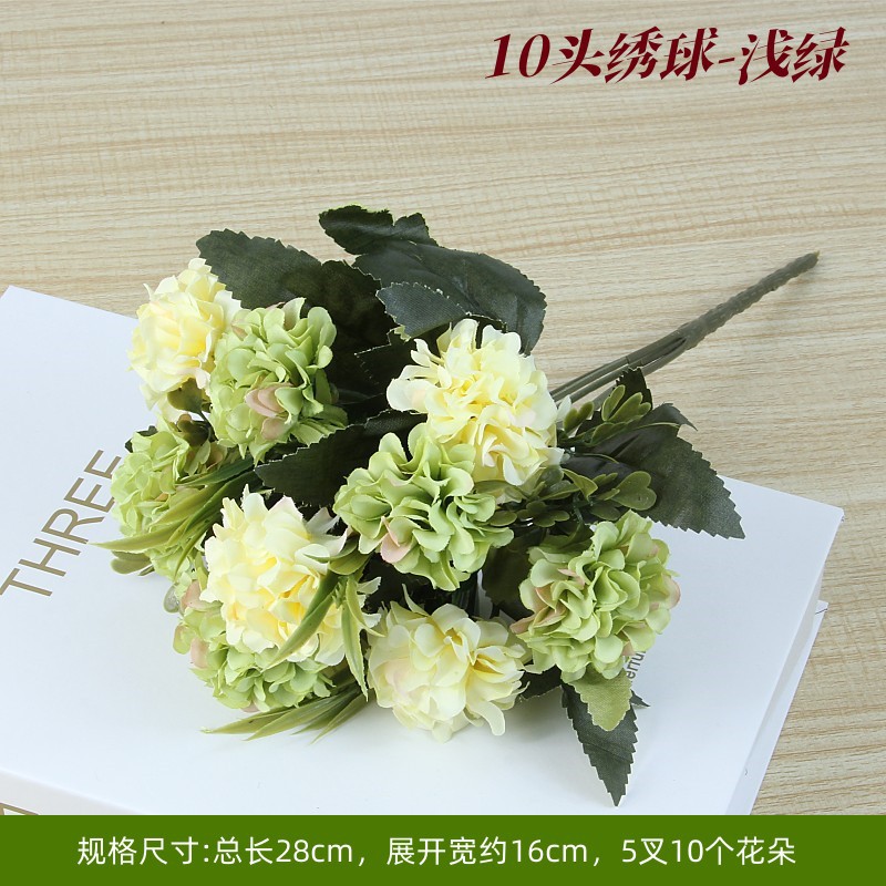 Military Green 10 heads of hydrangea light green