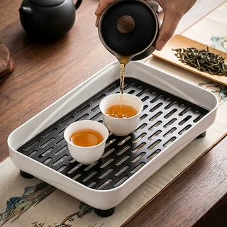 简约中式茶盘家用客厅茶几茶具泡茶台桌面水果盘置物架水杯收纳盘