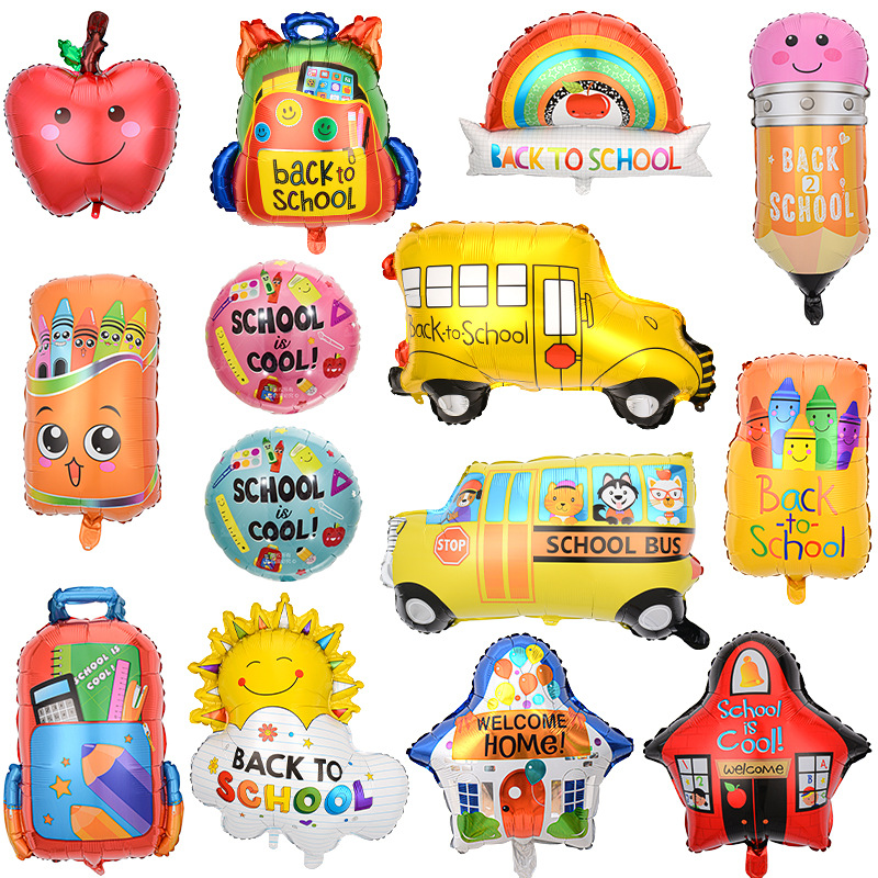 Balón escolar bolsas escolares papelería lápiz balón escolar temporada de retorno a la escuela globo de aluminio globo de ceremonia de apertura image 2