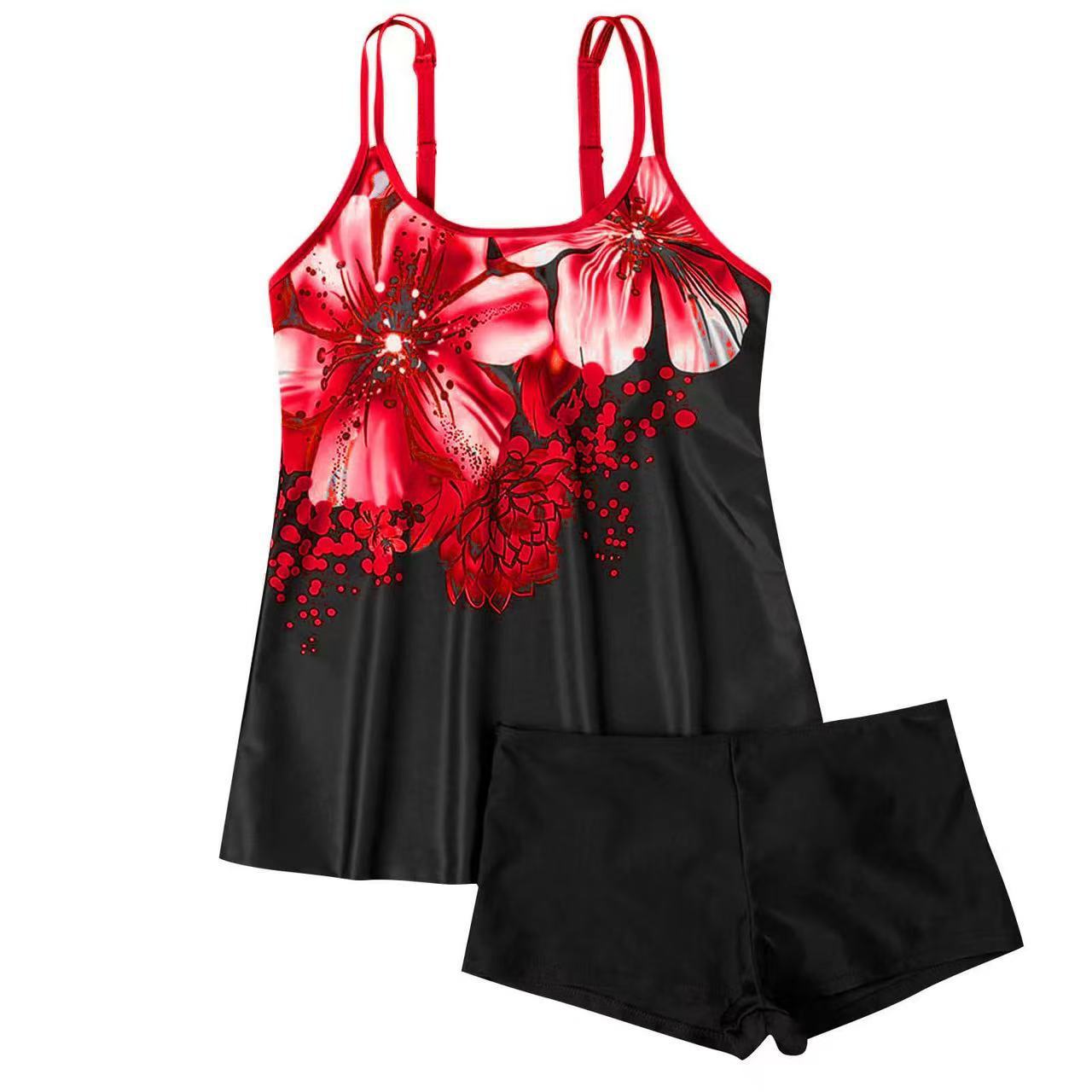 2025 Amazon Conservative Two-Piece Swimsuit with Straps, Tummy-Covering Swimwear, Bikini, Two-Piece Sports Style, Quick-Dry, Tight-Fitting