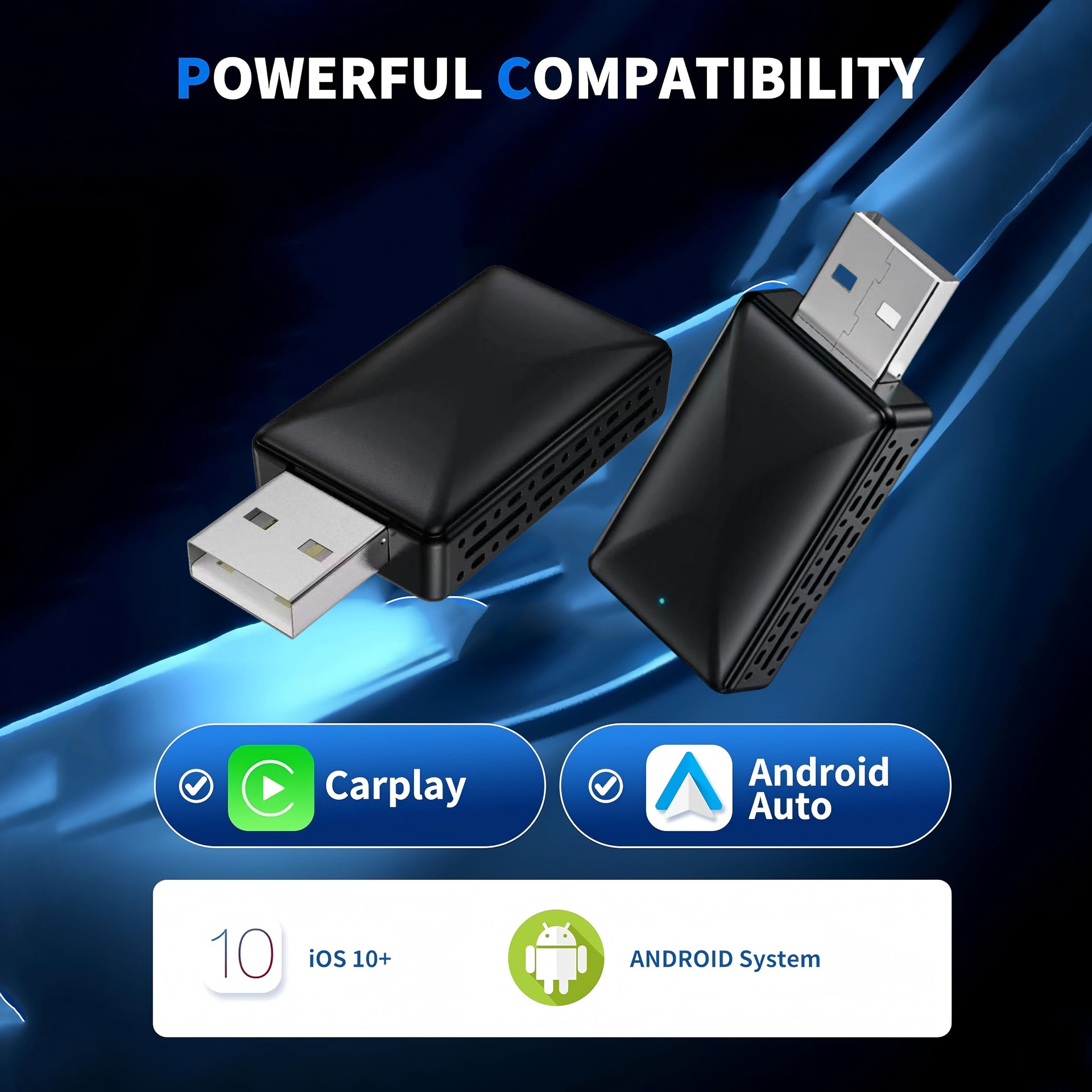 Hot-selling dual-system wireless CarPlay & Android Auto: a convenient device for upgrading your car's original system with smart screen mirroring