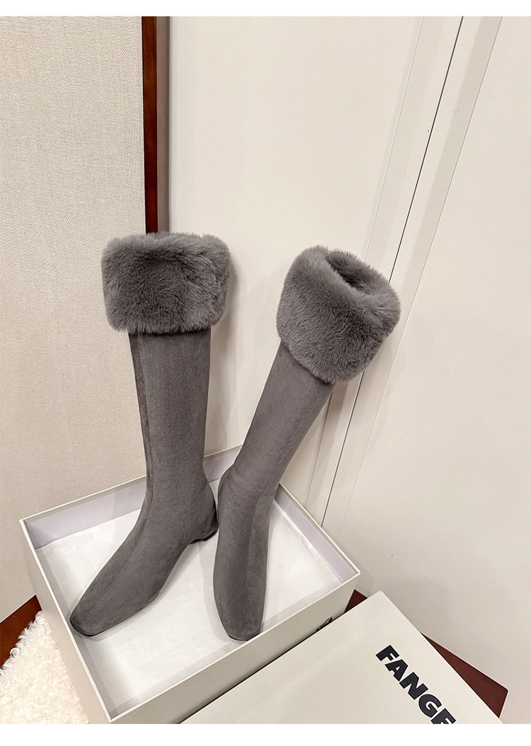 Boot tuyết nữ cổ cao lót lông cừu đế dày màu nâu — màu nâu chi tiết 20