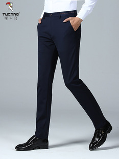 啄木鸟 Men's casual trousers, spring and autumn business slim trousers, men's winter velvet fashion stretch trousers