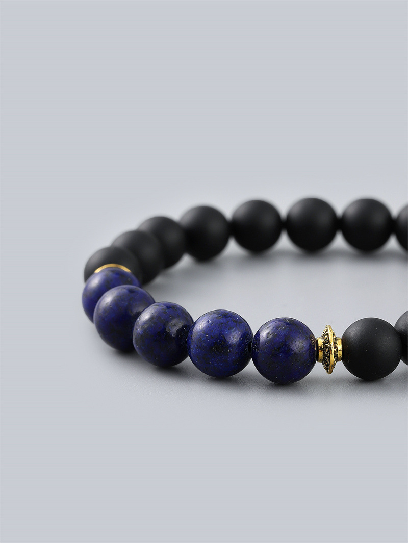 Comercio exterior estación independiente joyería de la mano de los hombres transfronteriza negro esmerilado piedra verde oro piedra pulsera de cuentas de diy