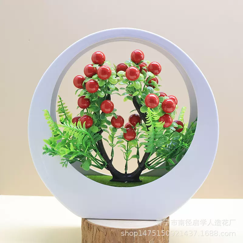 跨境批发仿真塑料假花创意盆景松柏松针装饰桌面摆件仿真植物盆栽