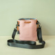 Camera storage bag - cherry blossom pink small + black shoulder strap, can be worn on one shoulder or crossbody