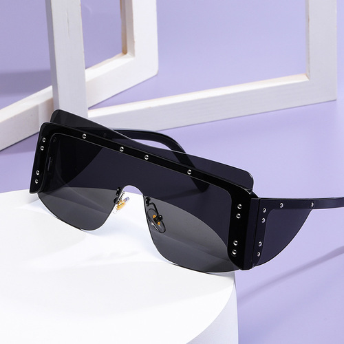 S218 New Style Rice Nail One-piece Windproof Sunglasses Fashionable Trendy European and American Style Travel Driving Leisure Goggles
