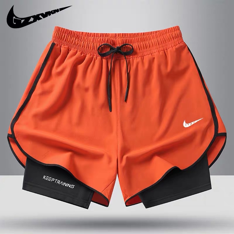 Una pieza de venta en nombre de la marca pantalones cortos de seda de hielo de verano para hombres y mujeres pantalones delgados de tres puntos para correr de secado rápido