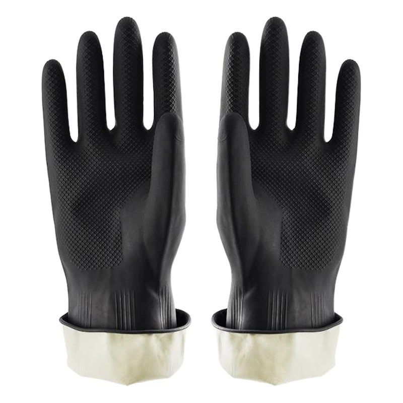 Рабочие латексные перчатки Строительная техника Водонепроницаемые утолщенные черные резиновые перчатки Нескользящие удлиненные Промышленные Латексные Перчатки