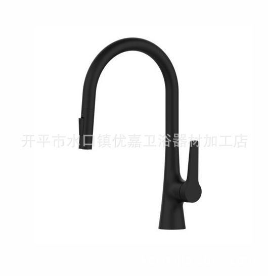 Kaiping Youjia Bathroom Black Pull-Out Kitchen Pull-Out Single-Hole Sink Vegetable Basin Hot and Cold Rotatable Faucet 4622