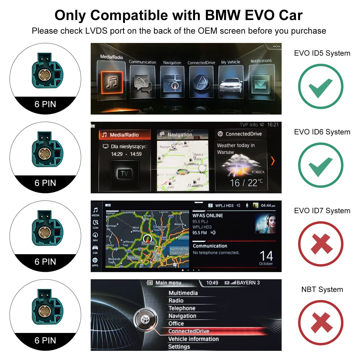 RoadTop Wireless CarPlay Decoder Module Car Machine Interconnection Suitable for Bmw EVO Decoder