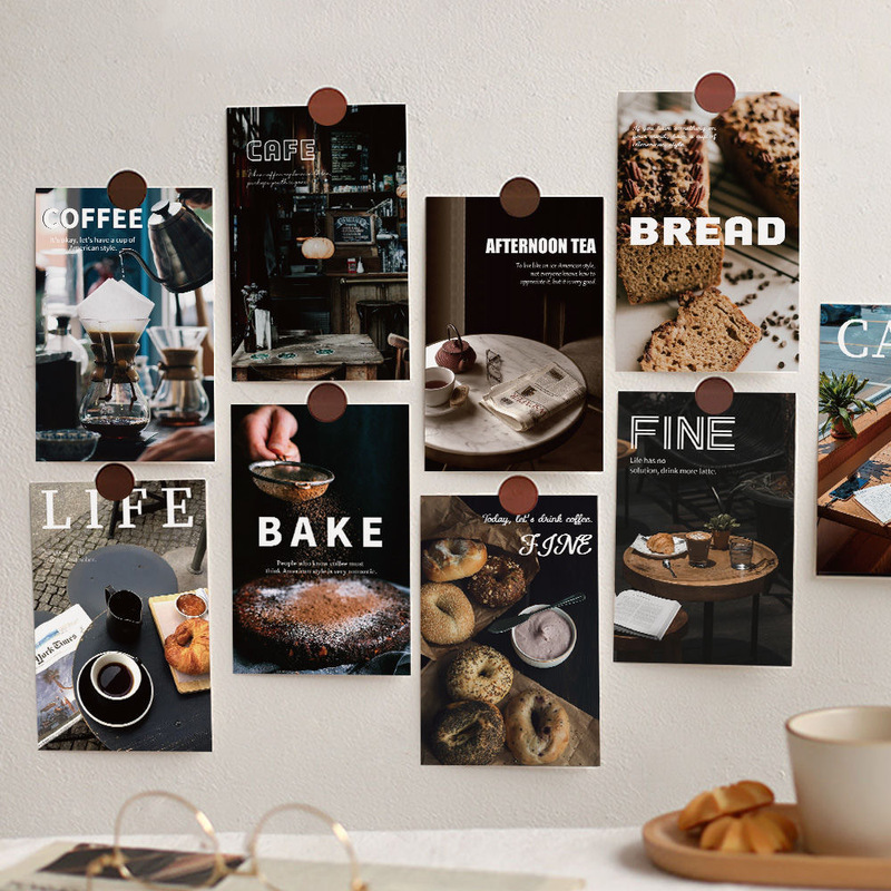 Coffee Bakery Wall Stickers Card Decoration Poster Photo Bedroom Dormitory Wall Decoration Background