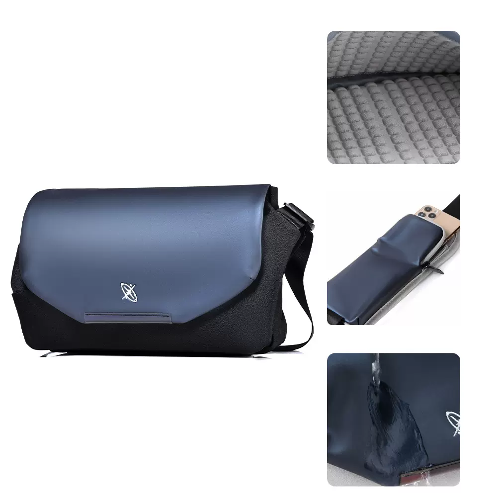 跨境爆款机能斜挎包男单肩包大容量2024年新款邮差电脑包潮牌男包