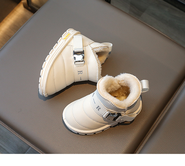 New winter cotton shoes with wool thickening boys fur one children's cotton boots waterproof_voghion.com