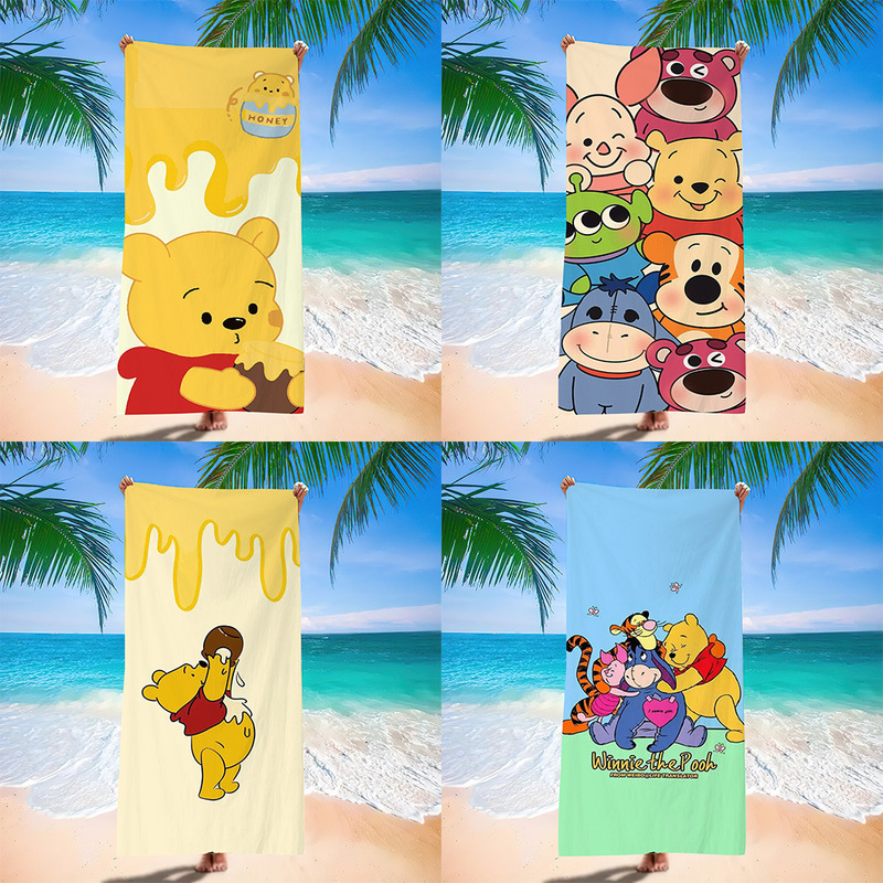 Cartoon Winnie the Pooh Beach Towel Seaside Swimming Quick-Drying Water-Absorbent Cartoon Bath Towel Cute Stylish Special Bath Towel