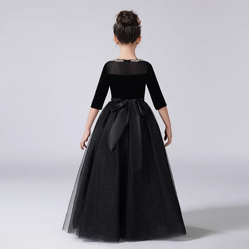 Children's Hepburn Style Princess Dress For Performance Events_voghion.com