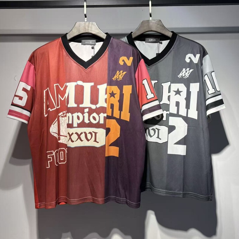 Foreign Trade American Fashion Am1R1 Spring New Style Men's and Women's Sports Style Mesh Short-Sleeved Digital Printed Casual Round Neck T-Shirt
